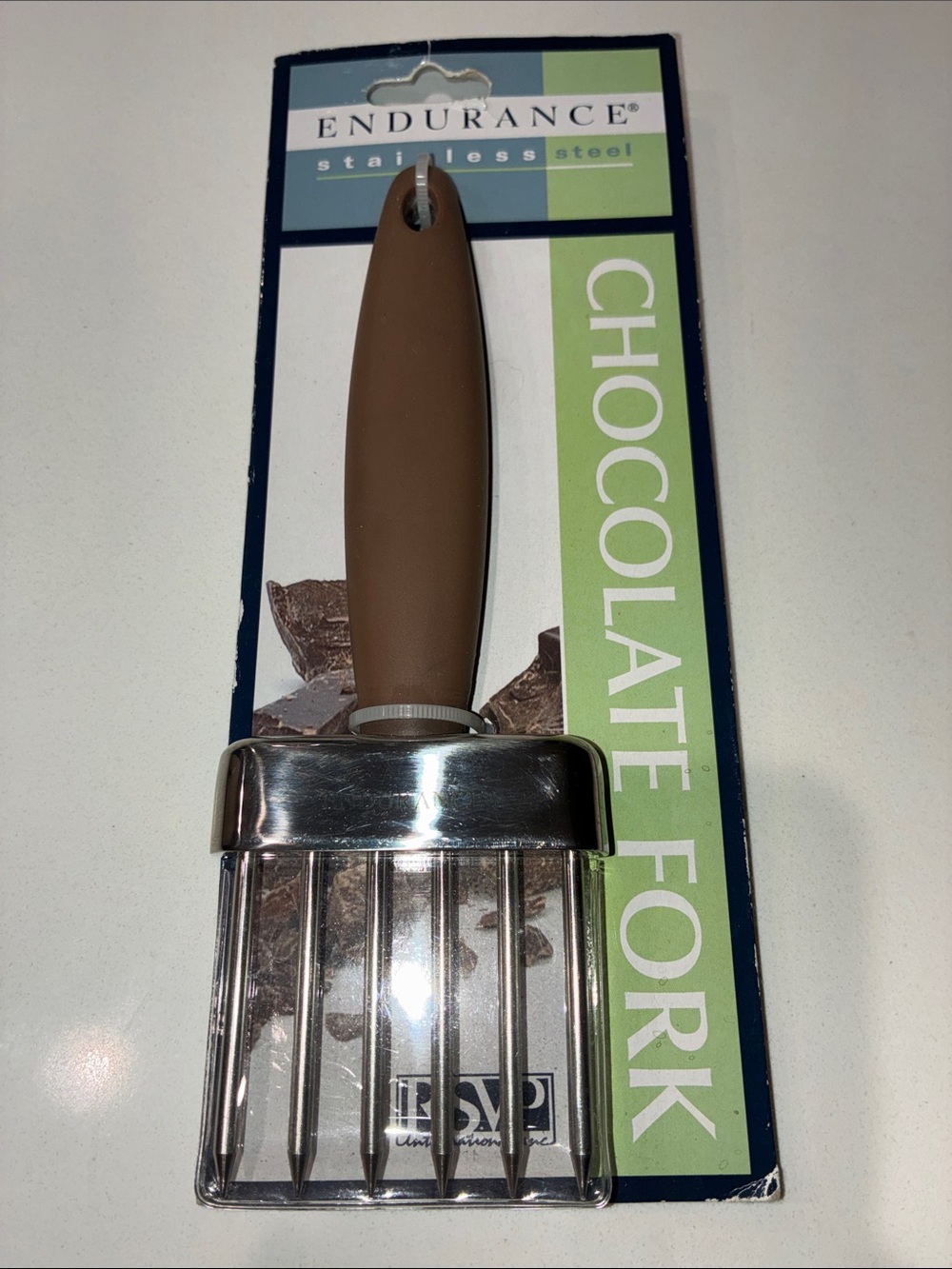 RSVP ENDURANCE PRO (NWT) Chocolate Fork - Brown Handle & 6 Stainless Steel Tines